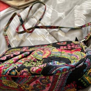Vera Bradley Black and Pink Crossbody Bag with Intricate Pattern